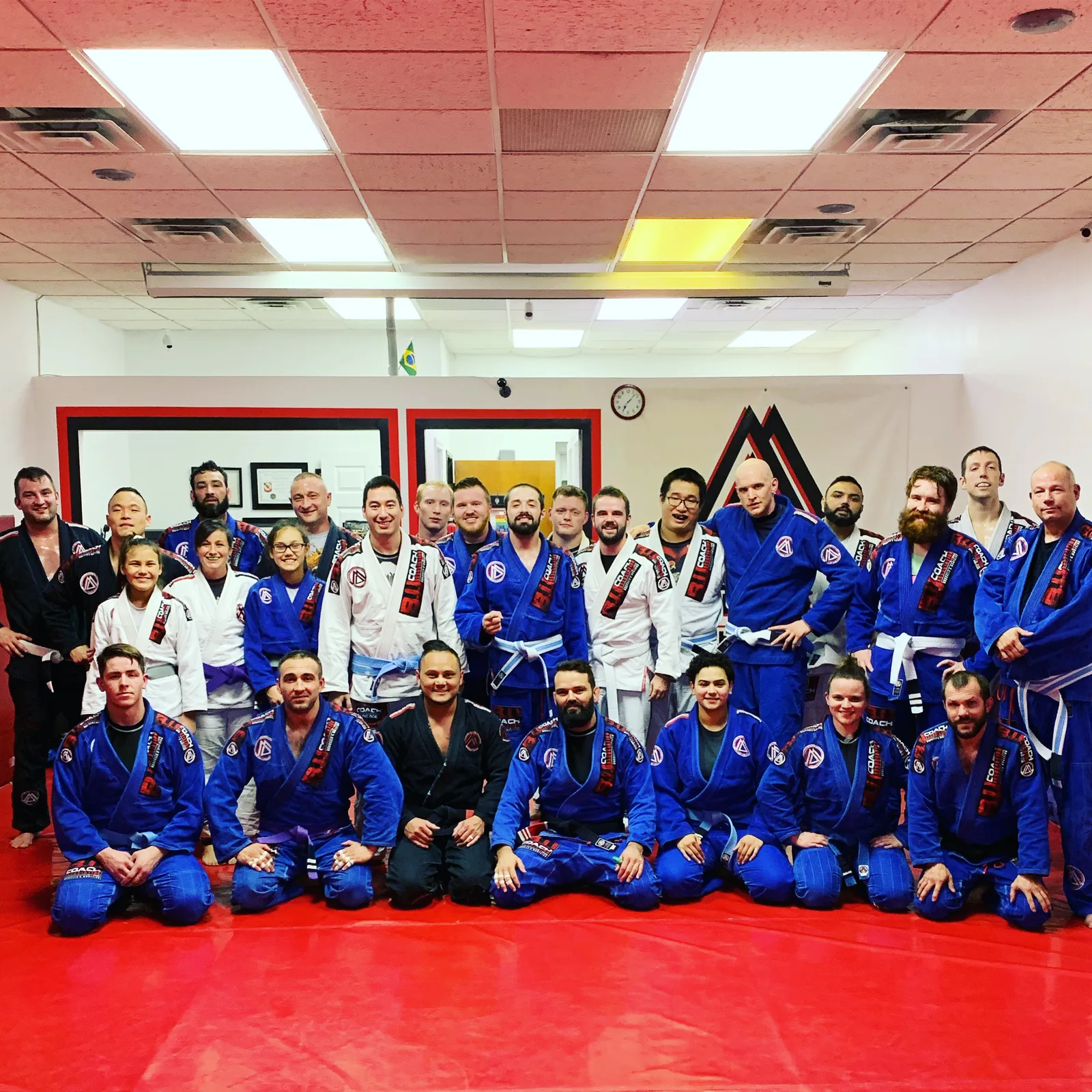 The adult class gathered on the mats at 317 Jiu-Jitsu in Greenwood